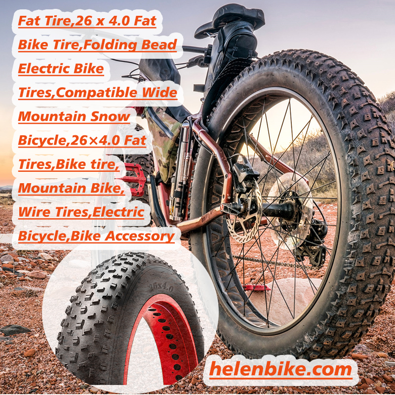 26 x 4.0 Fat Bike Tire,Folding Bead Electric Bike Tires,Compatible Wide Mountain