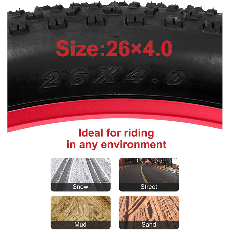 26 x 4.0 Fat Bike Tire,Folding Bead Electric Bike Tires,Compatible Wide Mountain